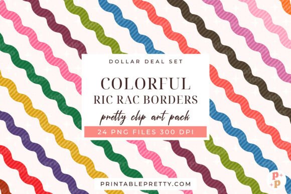Add Playful Charm with Colorful Ric Rac Border PNG Pack