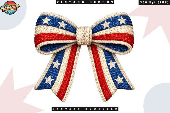 Celebrate Independence Day with the 4th of July Ribbon Crochet Yarn Faux PNG