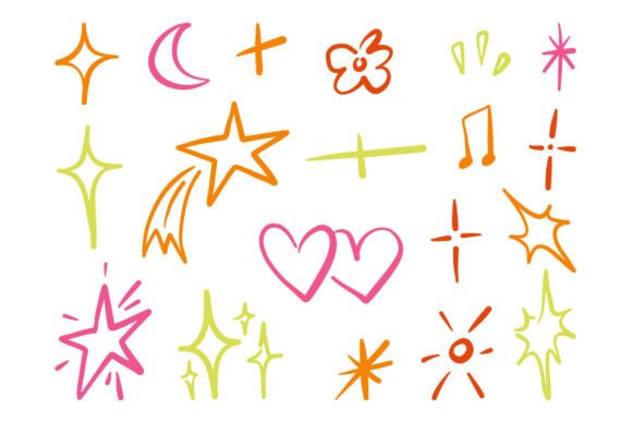 Colorful Sparkle Doodle Cute ElementSet: Your Creative Toolkit