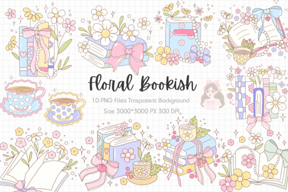 Floral Bookish Clipart PNG: Adding Warmth to Creative Projects