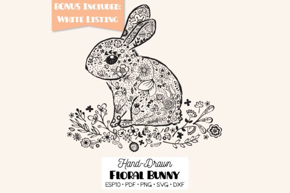 Floral Bunny with Wreath: A Hand Drawn Clip Art Set