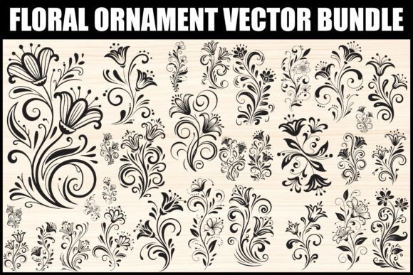 Floral Ornament Vector Bundle: Instant Design Elegance