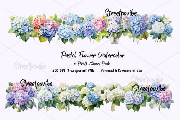 Hydrangea Flower Watercolor Clipart PNG for Creative Projects