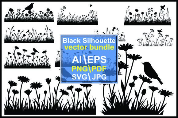 Silhouette Birds Flowers Vector: Nature's Elegant Design Suite