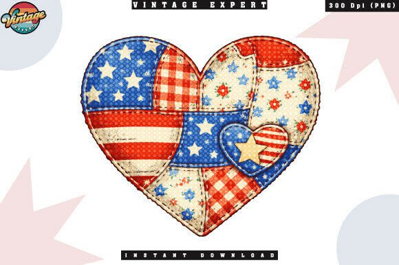 Stitching Together Patriotism: The Patchwork Heart PNG