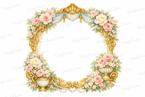 Timeless Botanical Beauty: Regency Floral Wreath PNG Clipart
