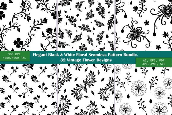 Timeless Design with a Black & White Floral Pattern Bundle